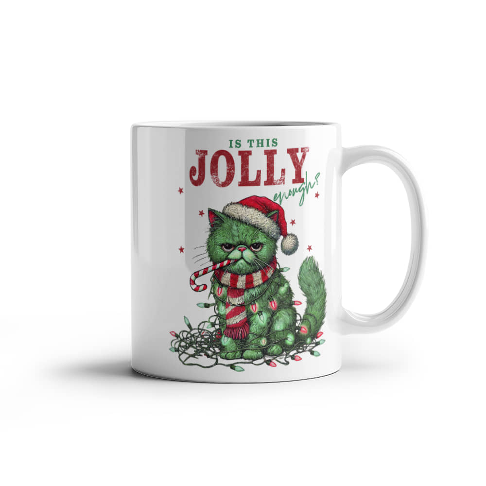 "Is This Jolly Enough?" Holiday Grump Cat Mug